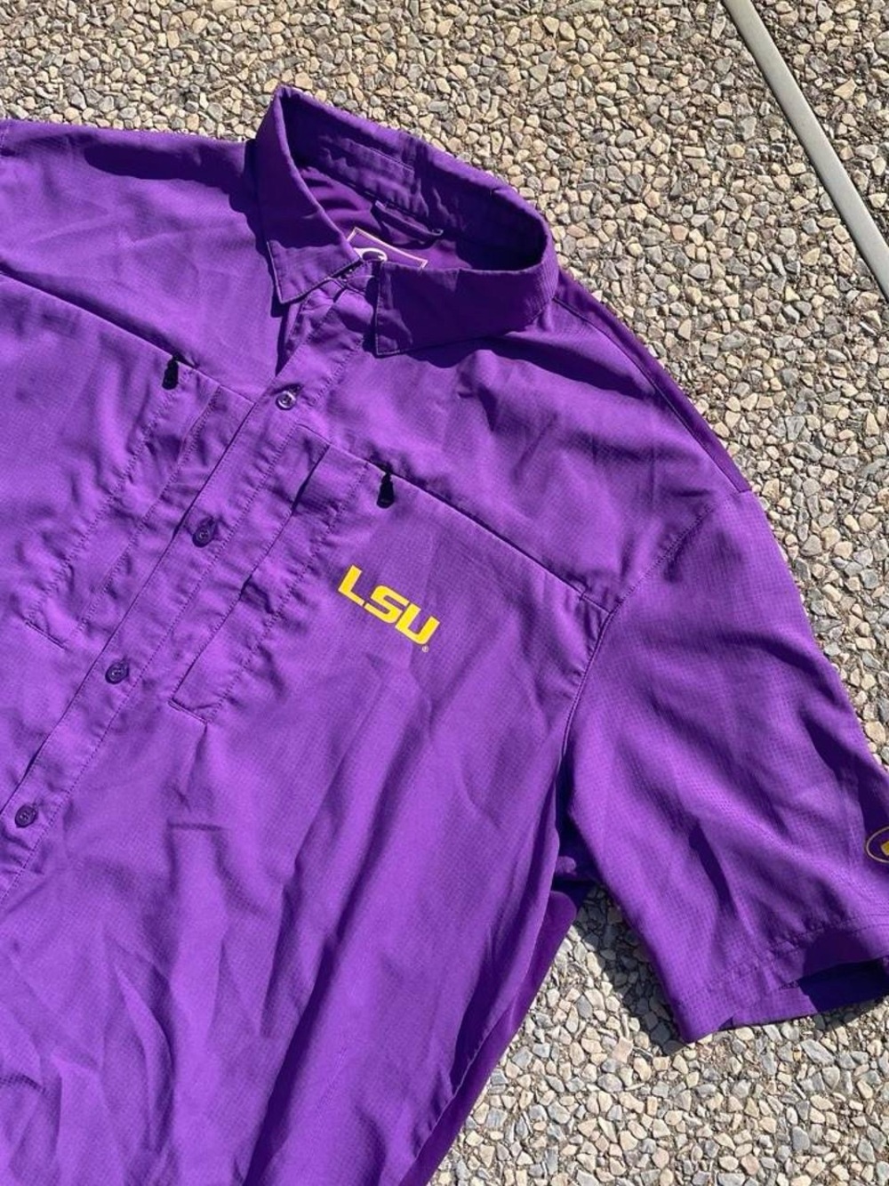 Drake Purple Polo with Yellow LSU Logo